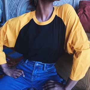 Black Gold Raglan Baseball Tee